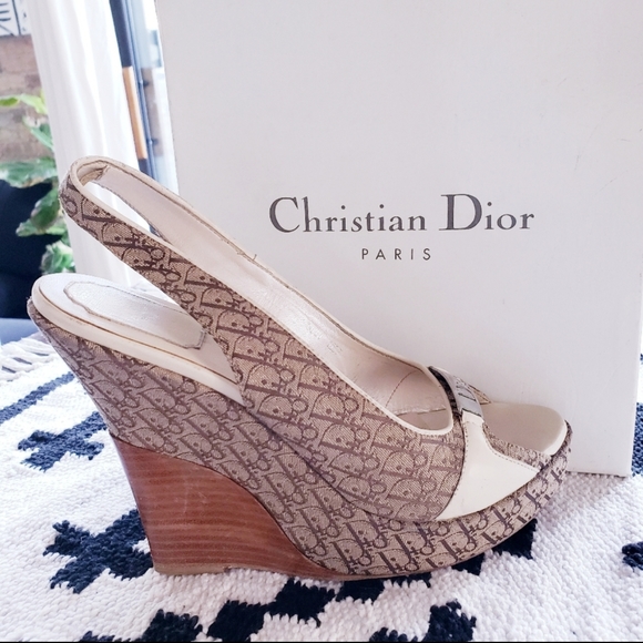 Christian Dior Monogram Slingback Wedge